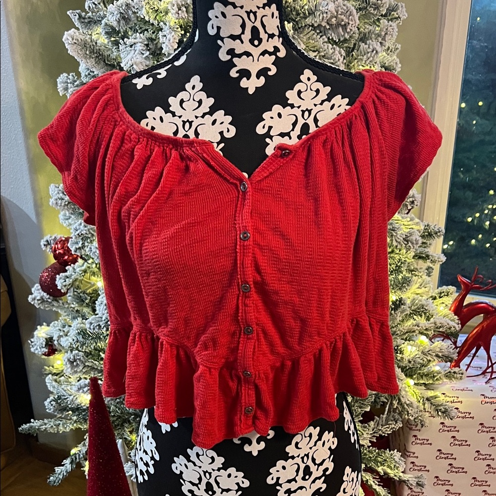 We The Free Scarlet Ruffled Blouse